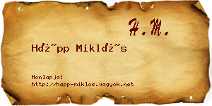 Hápp Miklós névjegykártya